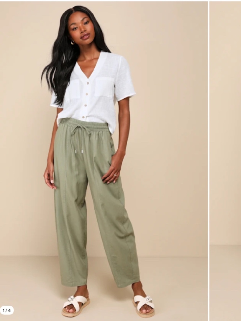 LULUS Casual Brunch Vacation Resort Beach Barrel Leg Drawstring Lounge Pant